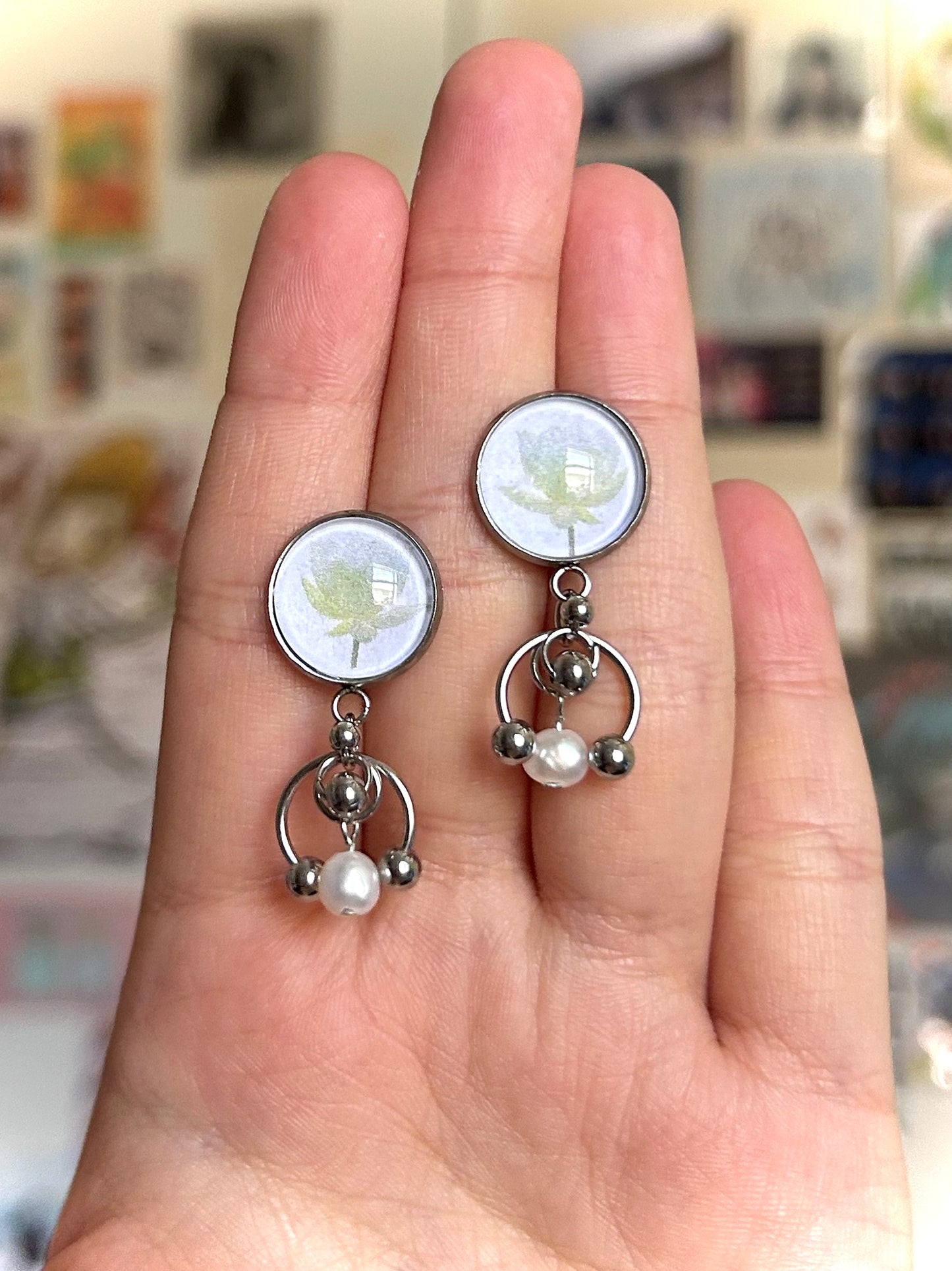 bubble botanical earrings