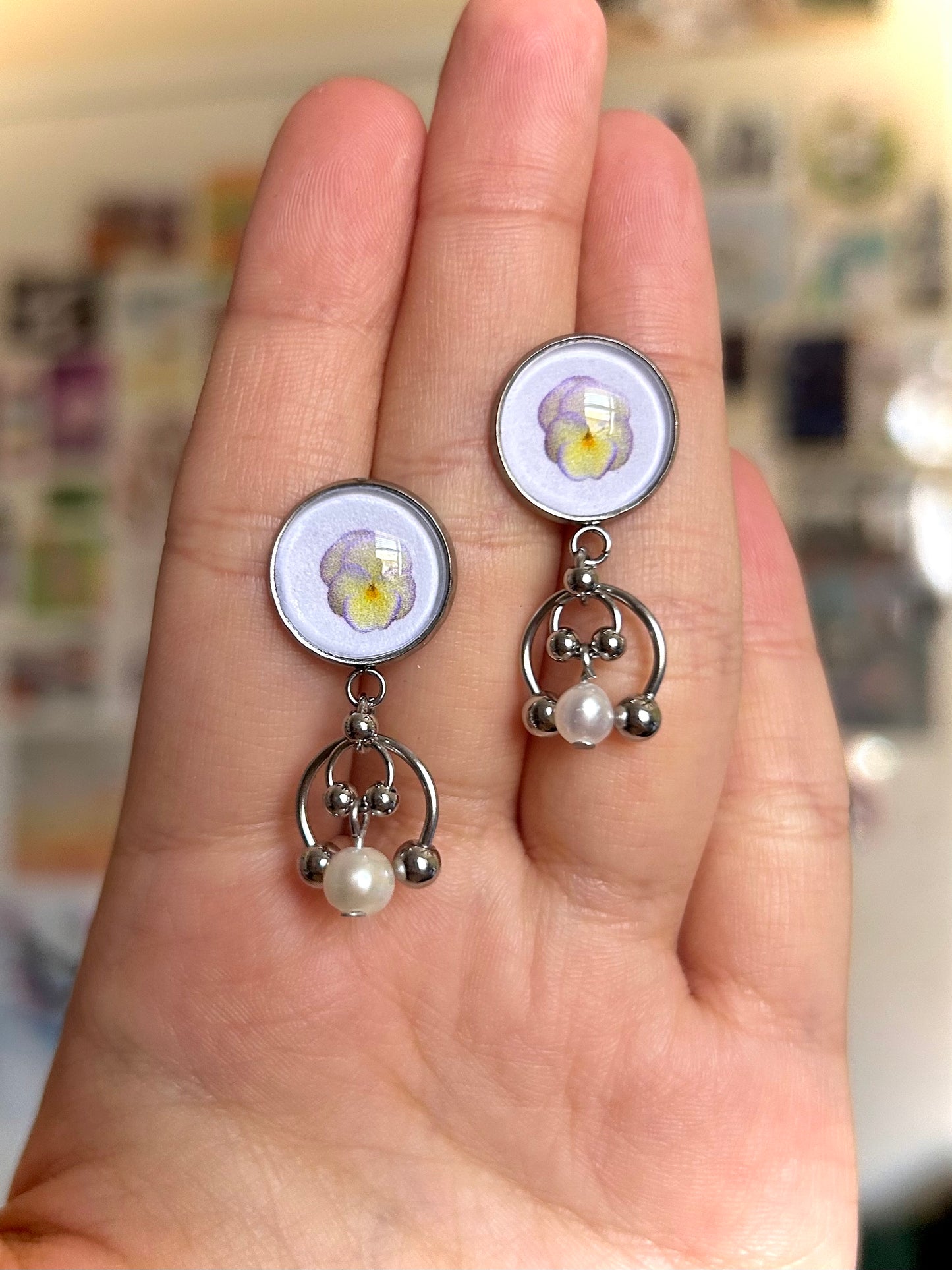 bubble botanical earrings