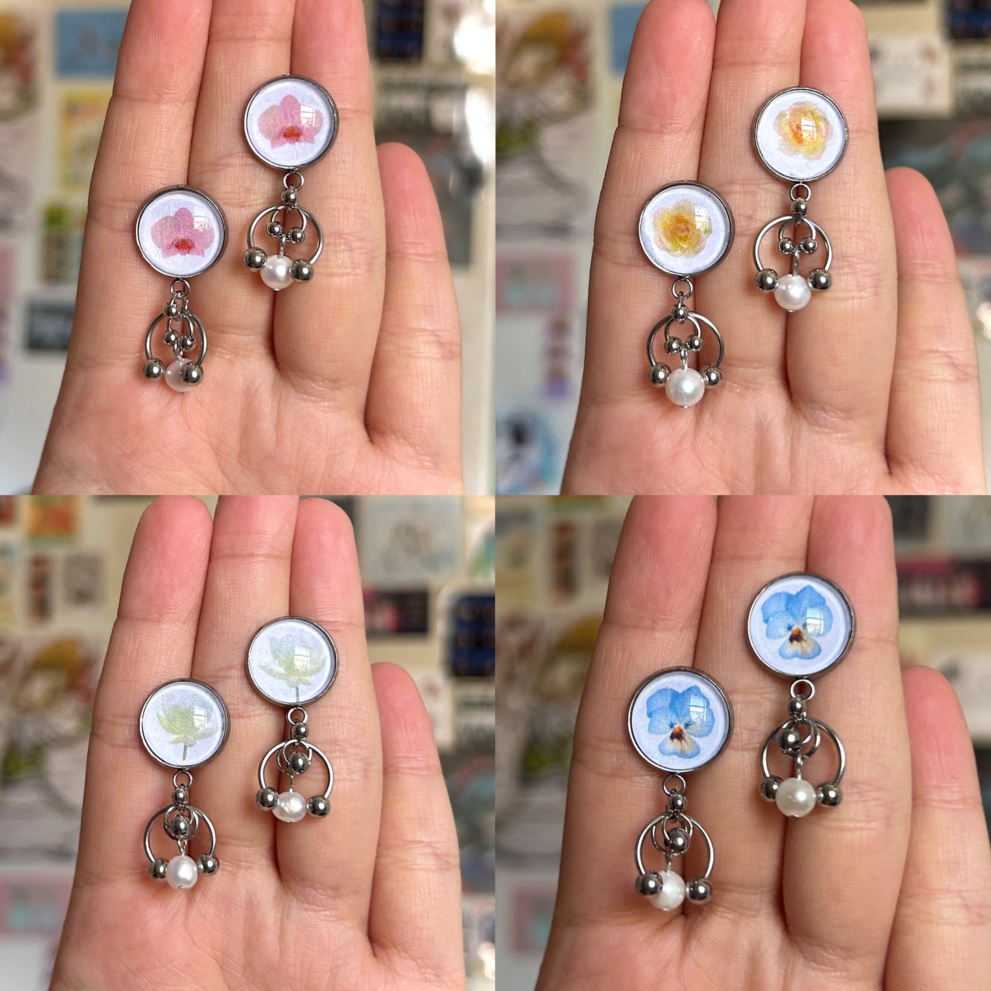 bubble botanical earrings