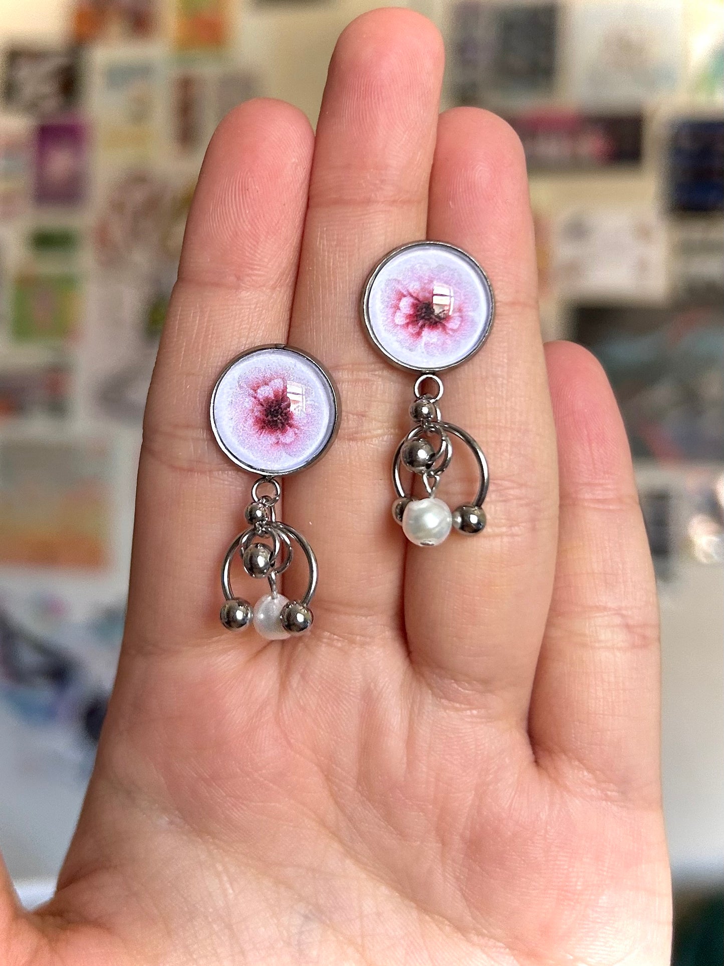 bubble botanical earrings