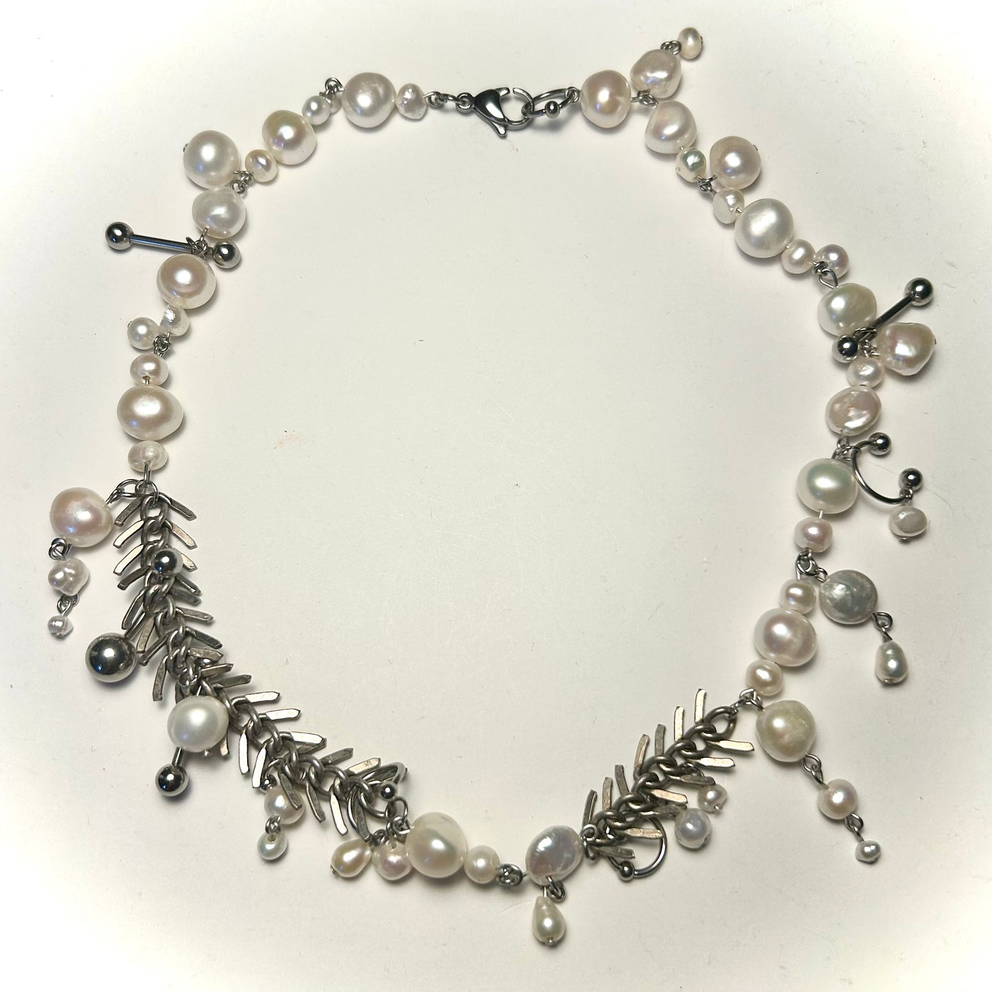 bubble herringbone pearl necklace