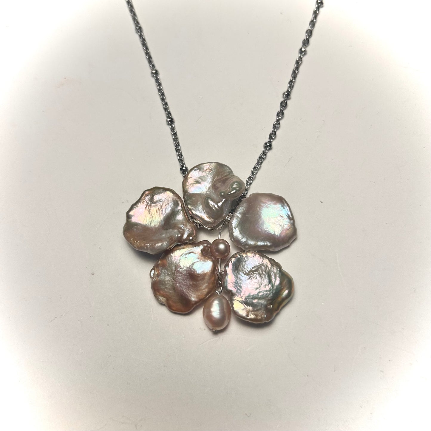 mauve single orchid drop necklace