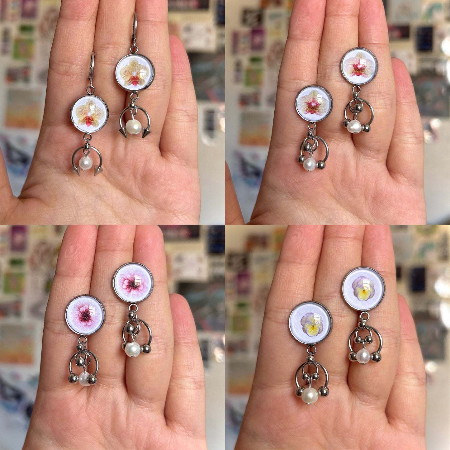 bubble botanical earrings