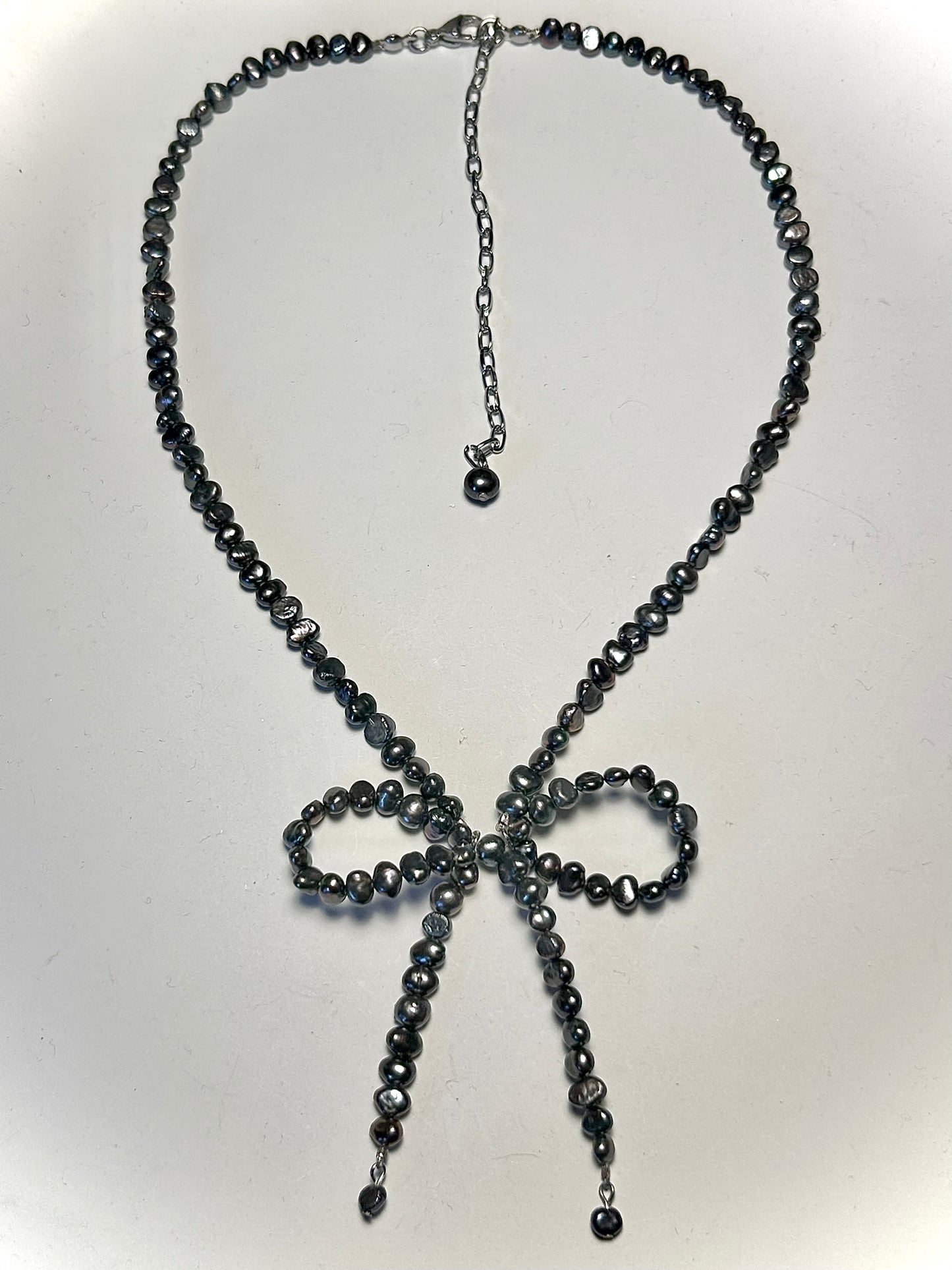 black pearl bow necklace