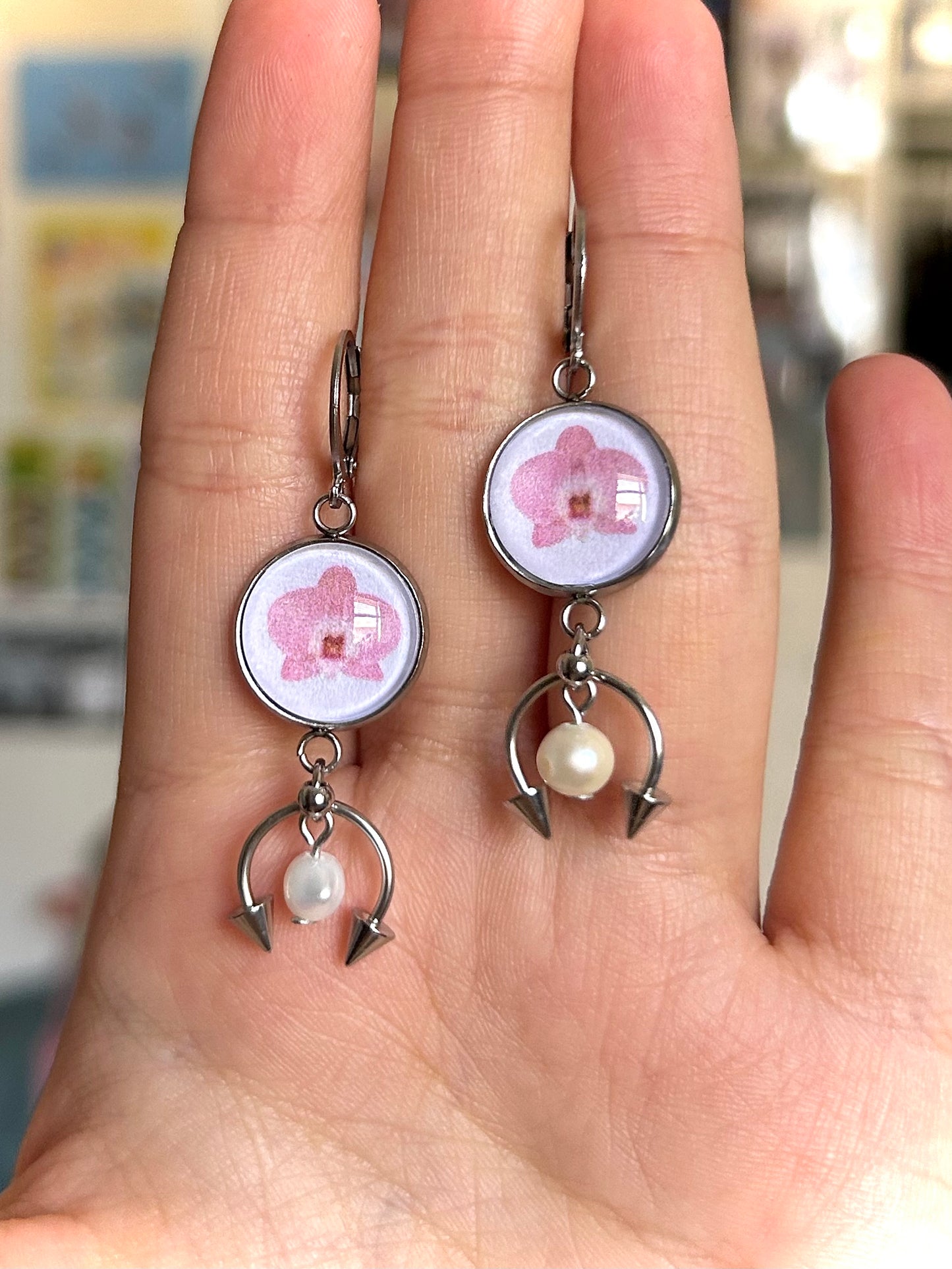 bubble botanical earrings