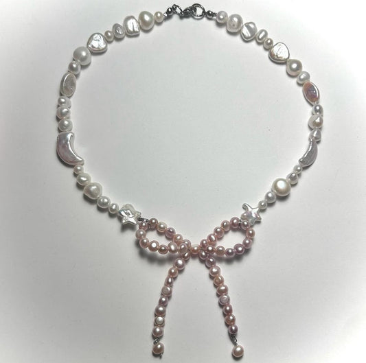 ballerina bow pearl necklace