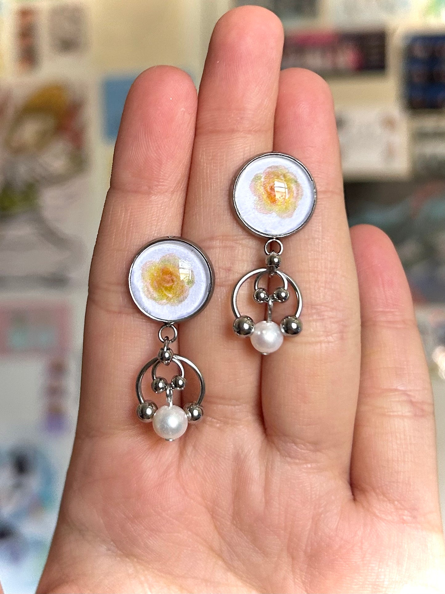 bubble botanical earrings