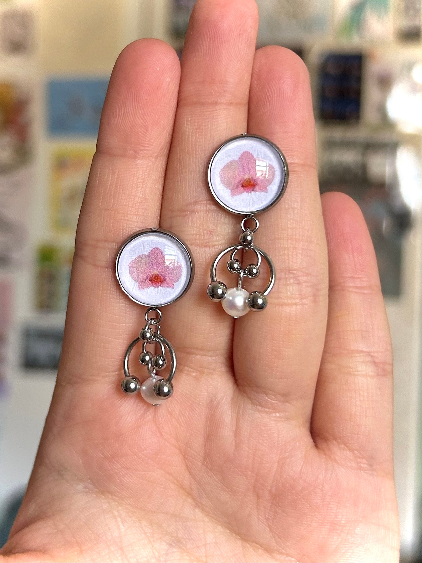 bubble botanical earrings
