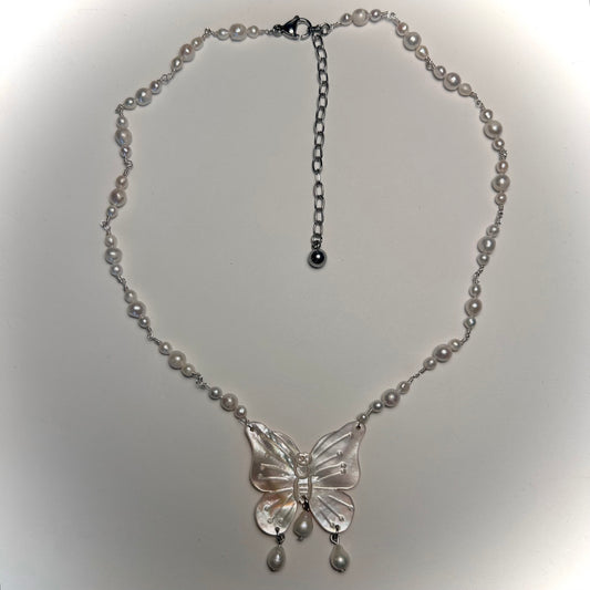 'migration' butterfly pearl necklace
