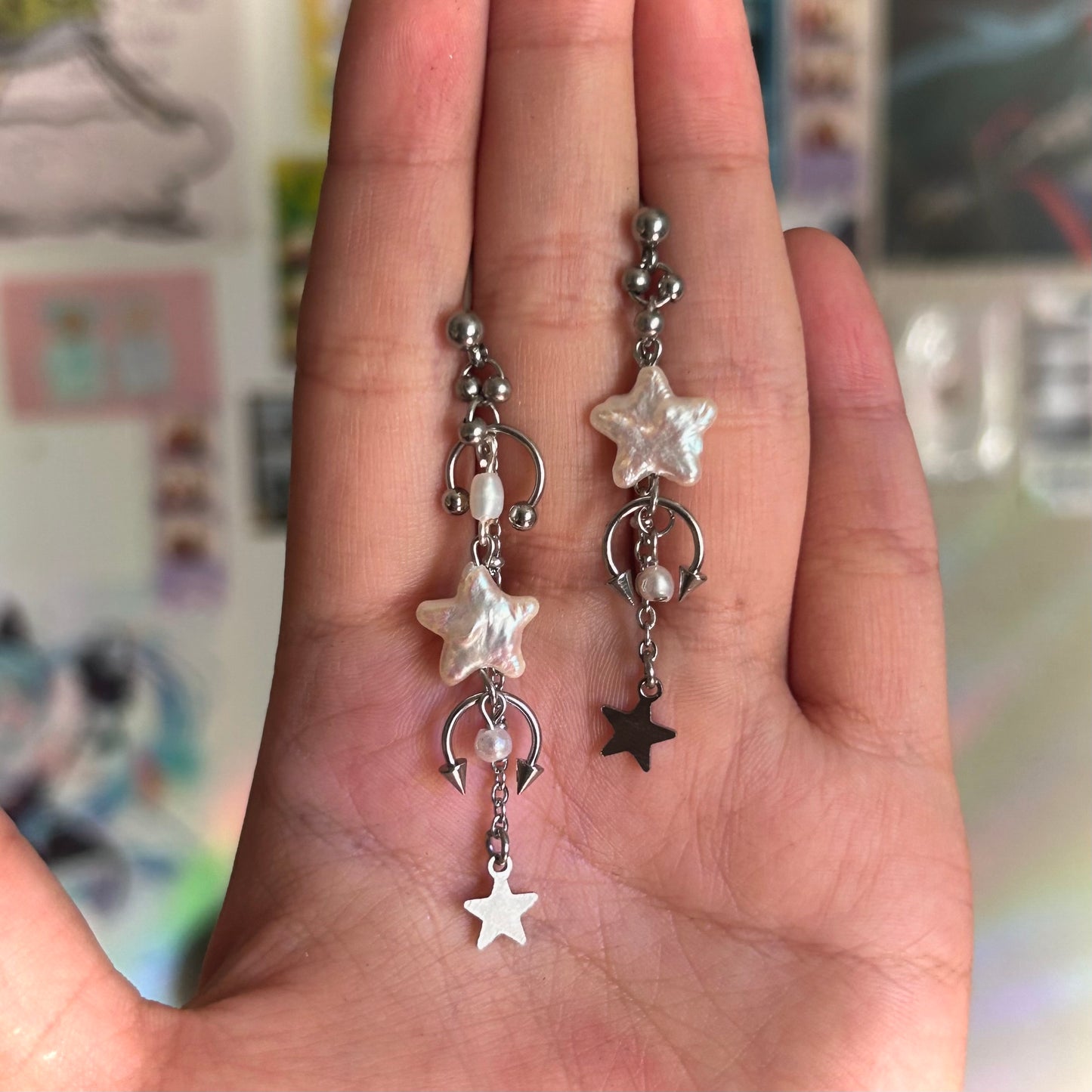 'comet' star stud earrings