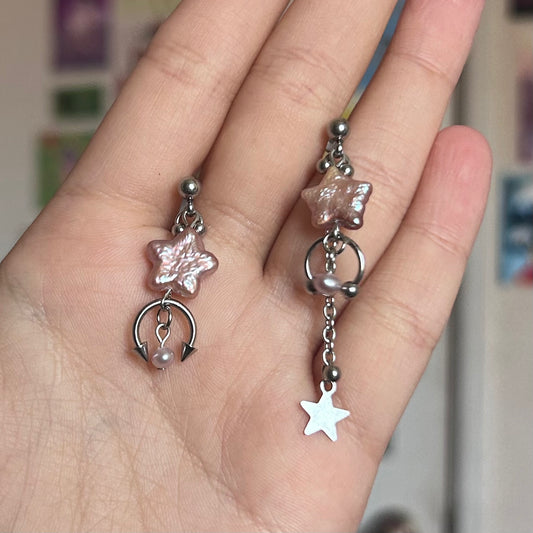 pink mauve shooting star studs