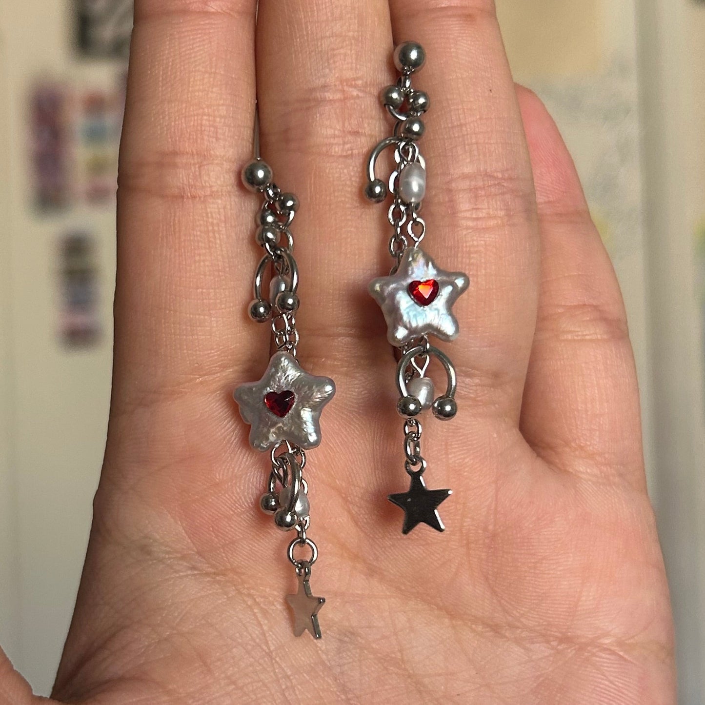 'magical girl veil' star studs (gray)
