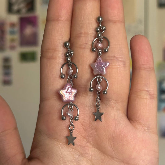 'veil' star studs (lilac)