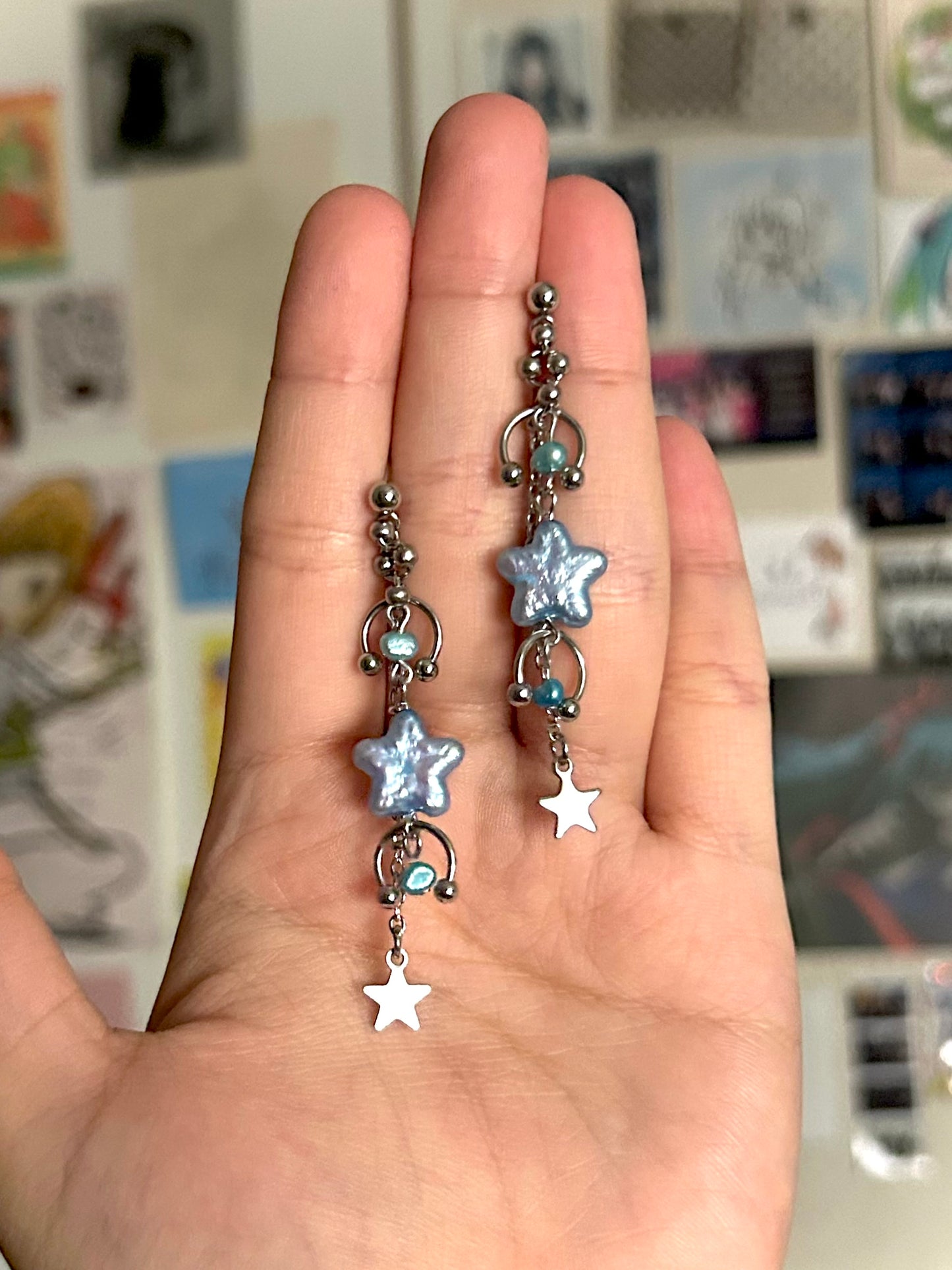 veil star studs (button blue)