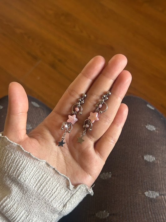 'veil' star studs (baby pink)