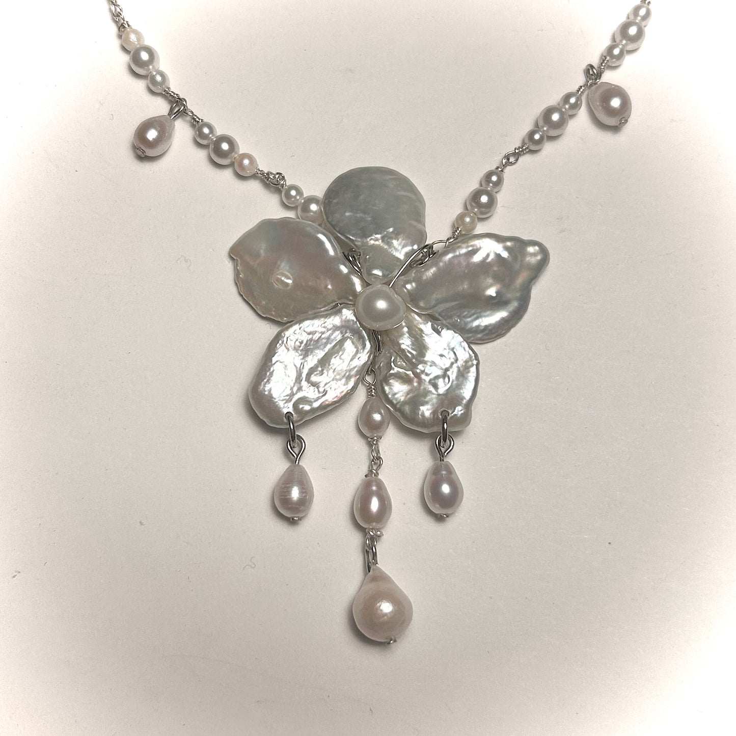orchid dew drop pearl necklace