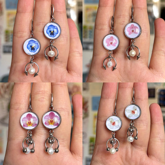 bubble botanical earrings