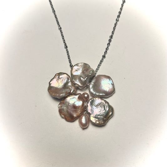 mauve single orchid drop necklace