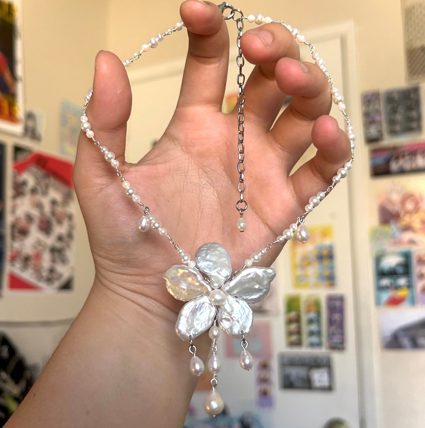 orchid dew drop pearl necklace