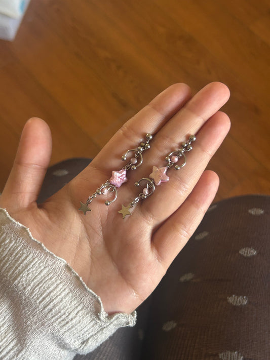'veil' star studs (lilac)