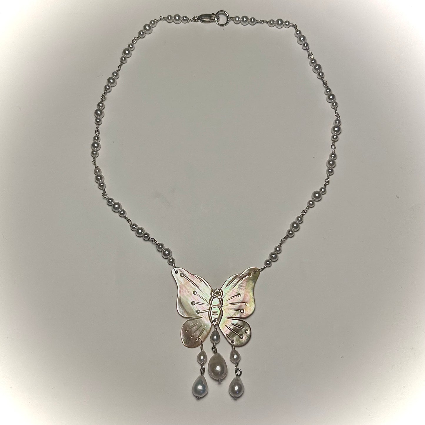 butterfly pearl necklace