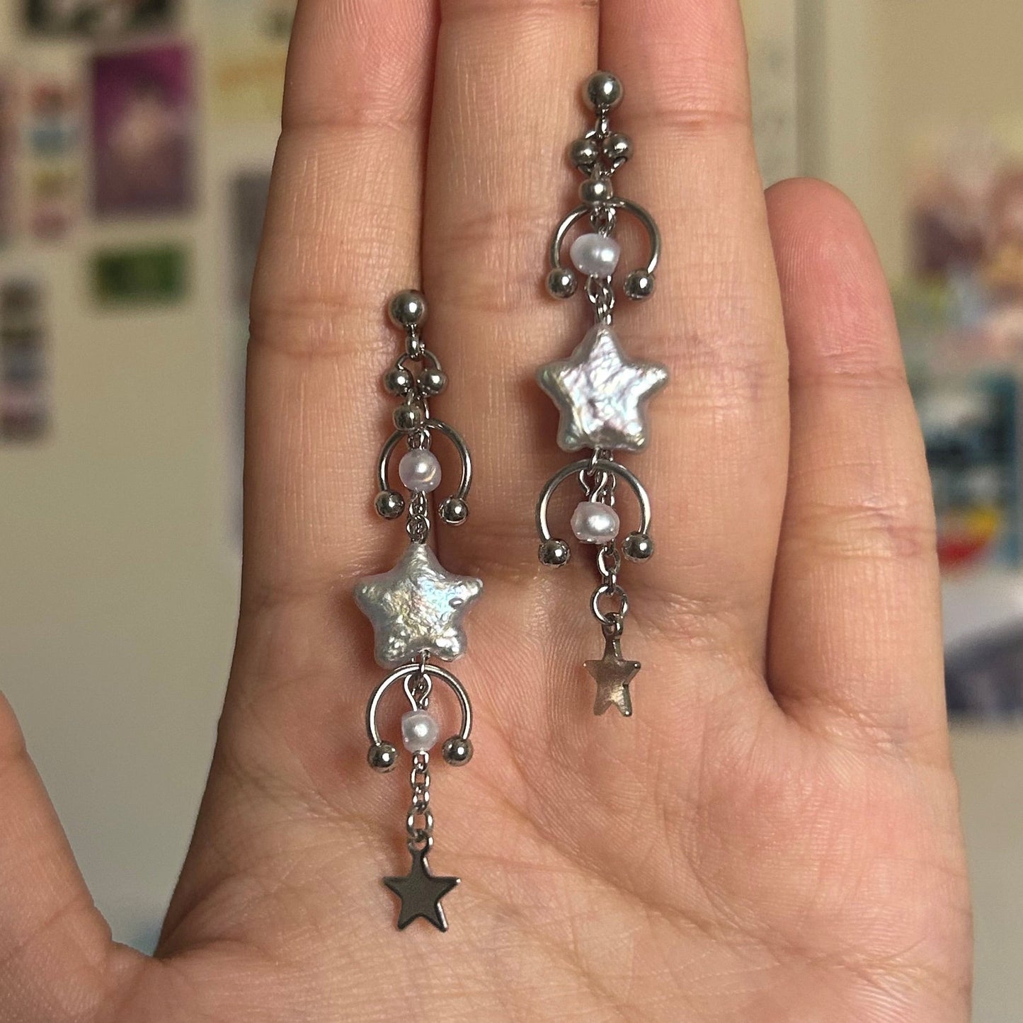 'veil' star studs (gray)
