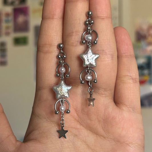 'veil' star studs (gray)