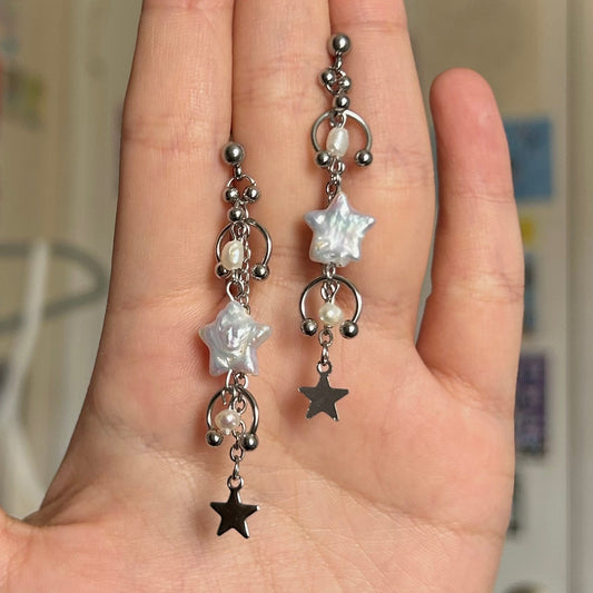 'veil' star studs (white)