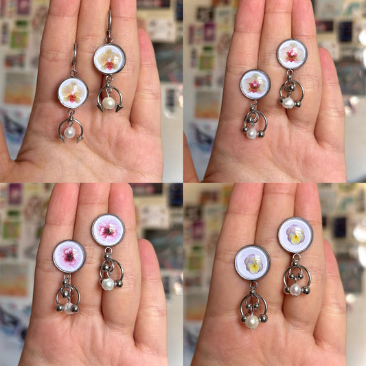 bubble botanical earrings