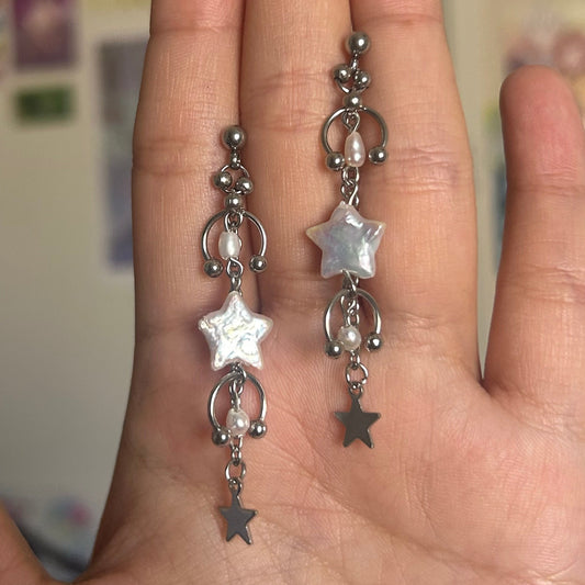 'veil' star studs (white)
